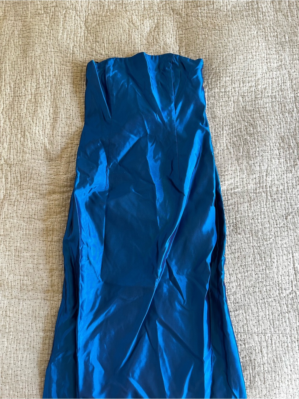 Vintage Jessica McClintock Strapless Taffeta Gown Iridescent Blue Sz 8 NWT
